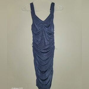 Elegant Blue Draped Kids Dress